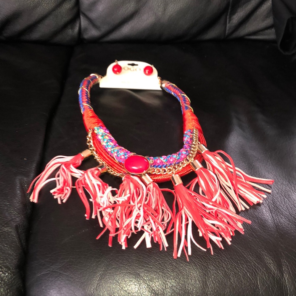 Red statement necklace
